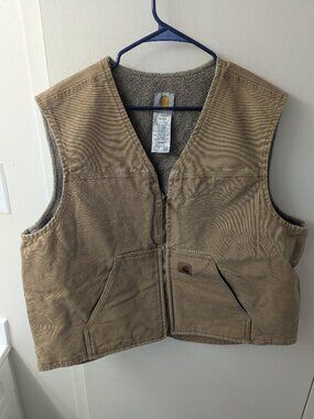 Carhartt V26 Sandstone Duck Canvas Sherpa Lined Vest 2XL